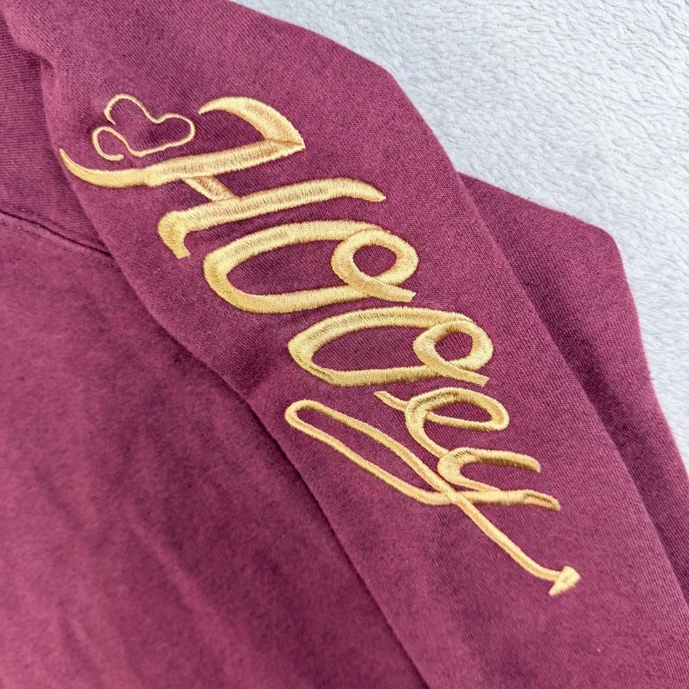 Hooey Burgundy Aztec Print Pocket Pullover Hoodie Womens Fleece Sweatshirt Large